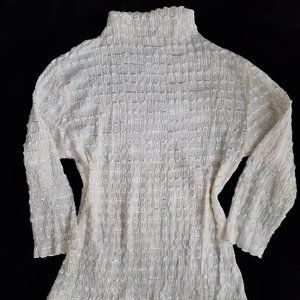 Ivory Textured Funnel Neck Top